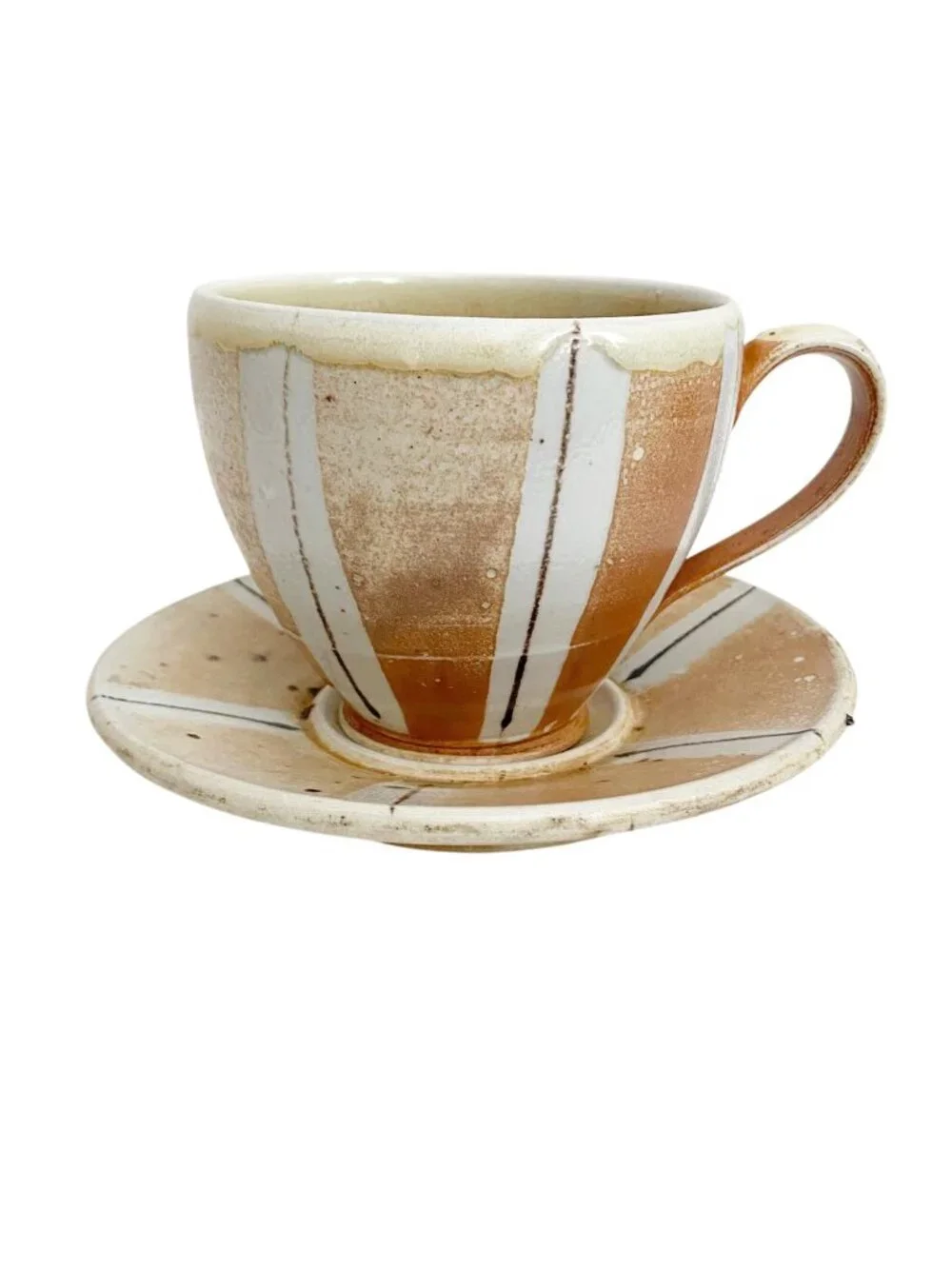Handmade Ceramic Coffee Cup and Saucer Set, Wabi Sabi Studio Pottery Mug, Earthy